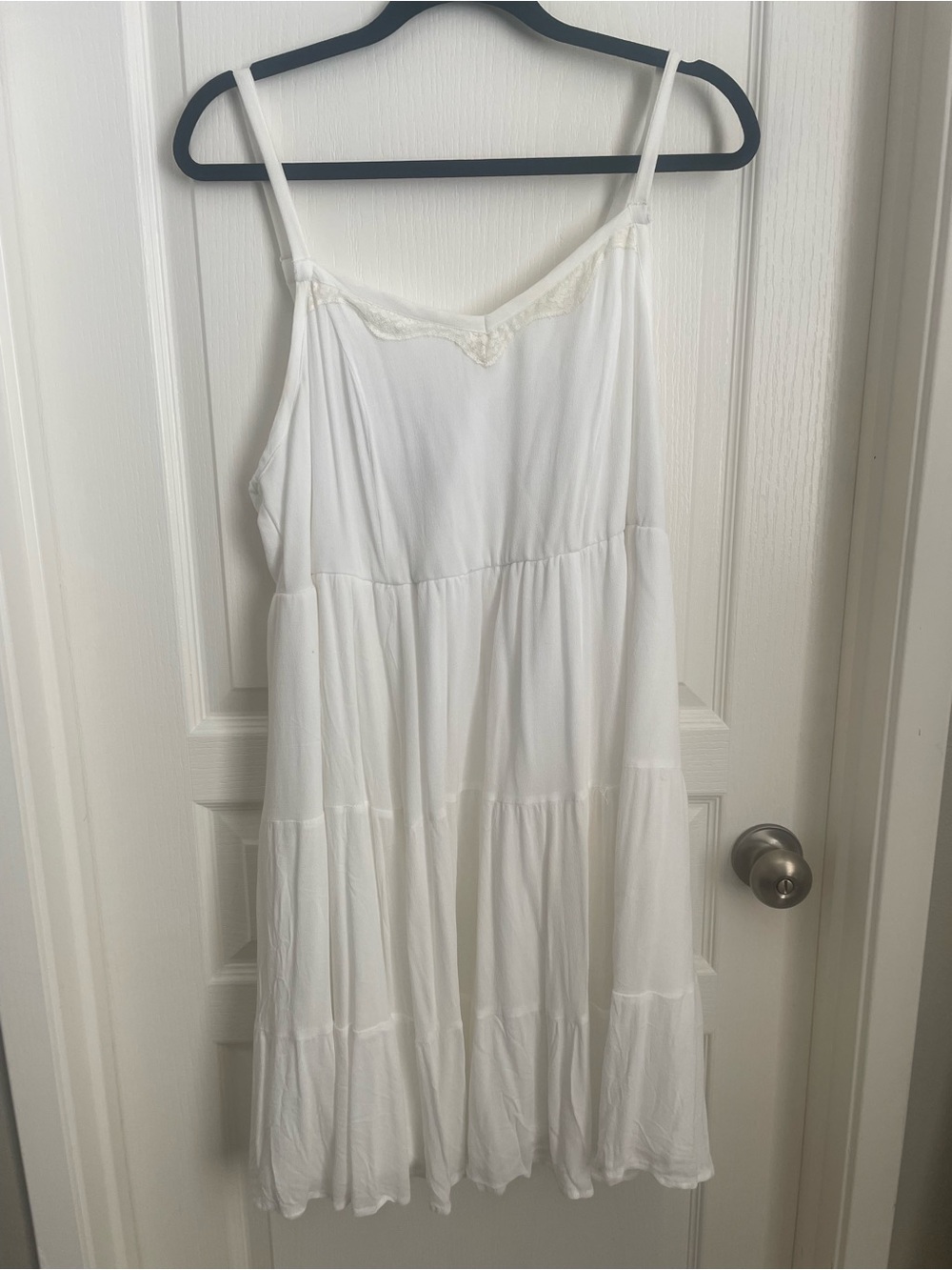 torrid White Sleeveless Tiered Sundress with Lace Trim